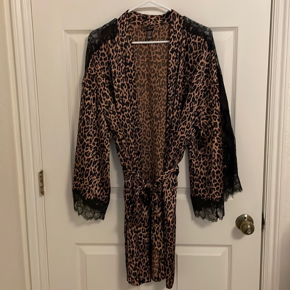 Victoria’s Secret Leopard Print Satin Robe
